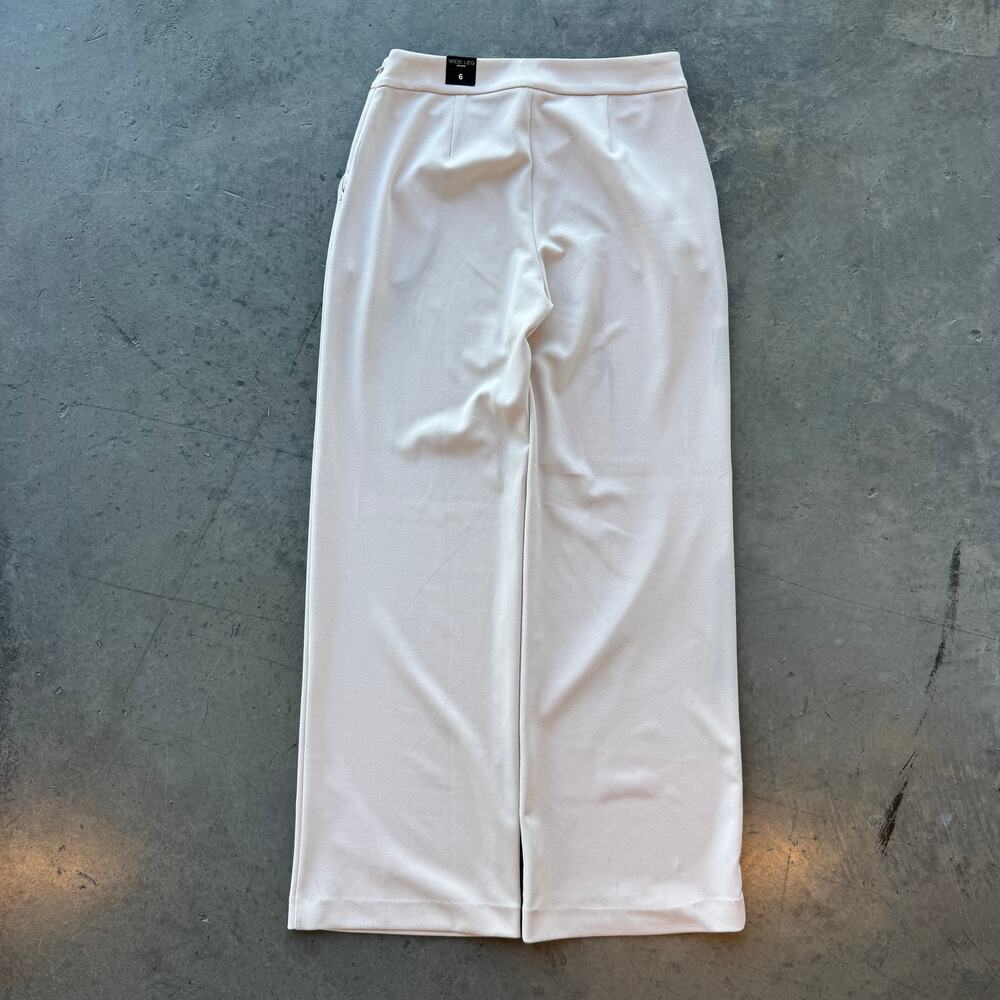 Vintage Y2k Express Wide Leg Flare Mid Rise 6 Regular Pale Pink Dress Slacks NWT - Picture 2 of 5